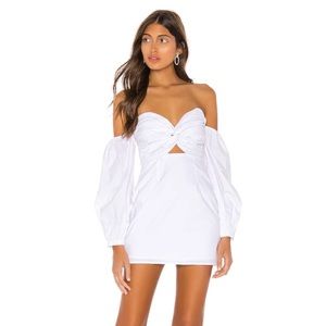 NWT Super Down Flynn Ruched Sleeve Dress in White